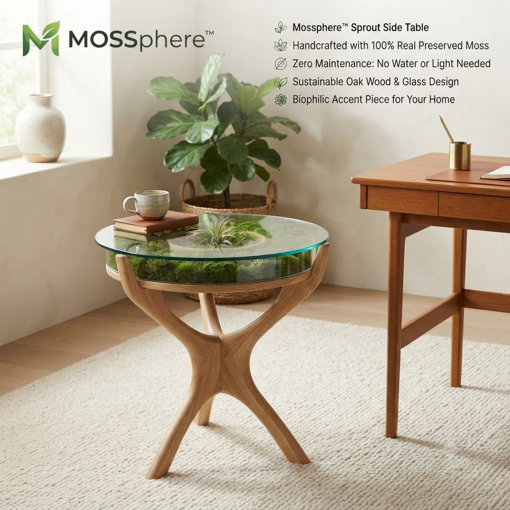 Mossphere™ Biophilic Artisan Sprout Side Table – The "Arcadia" Collection
