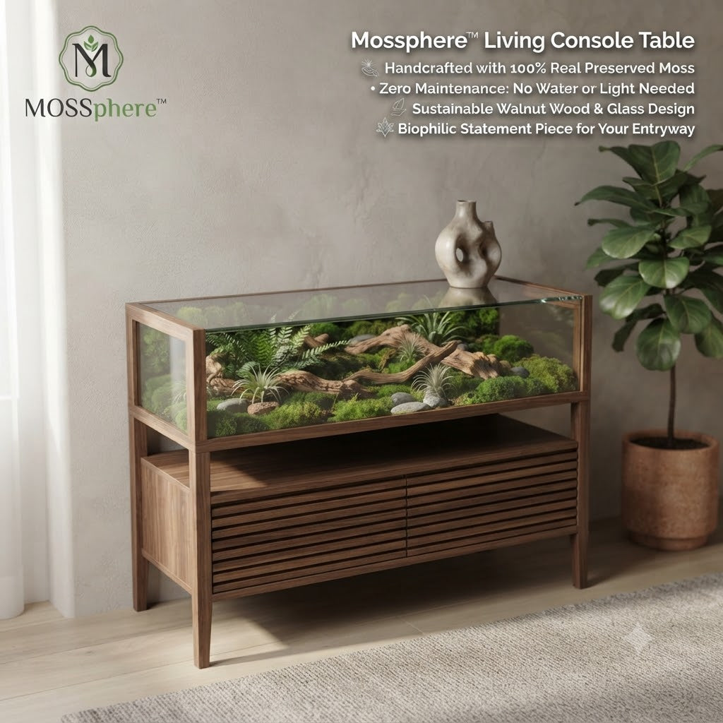 Mossphere™ Biophilic Artisan Console Table – The "Arcadia" Collection