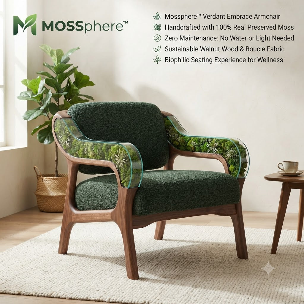 Mossphere™ Verdant Embrace Biophilic Armchair – The "Arcadia" Collection