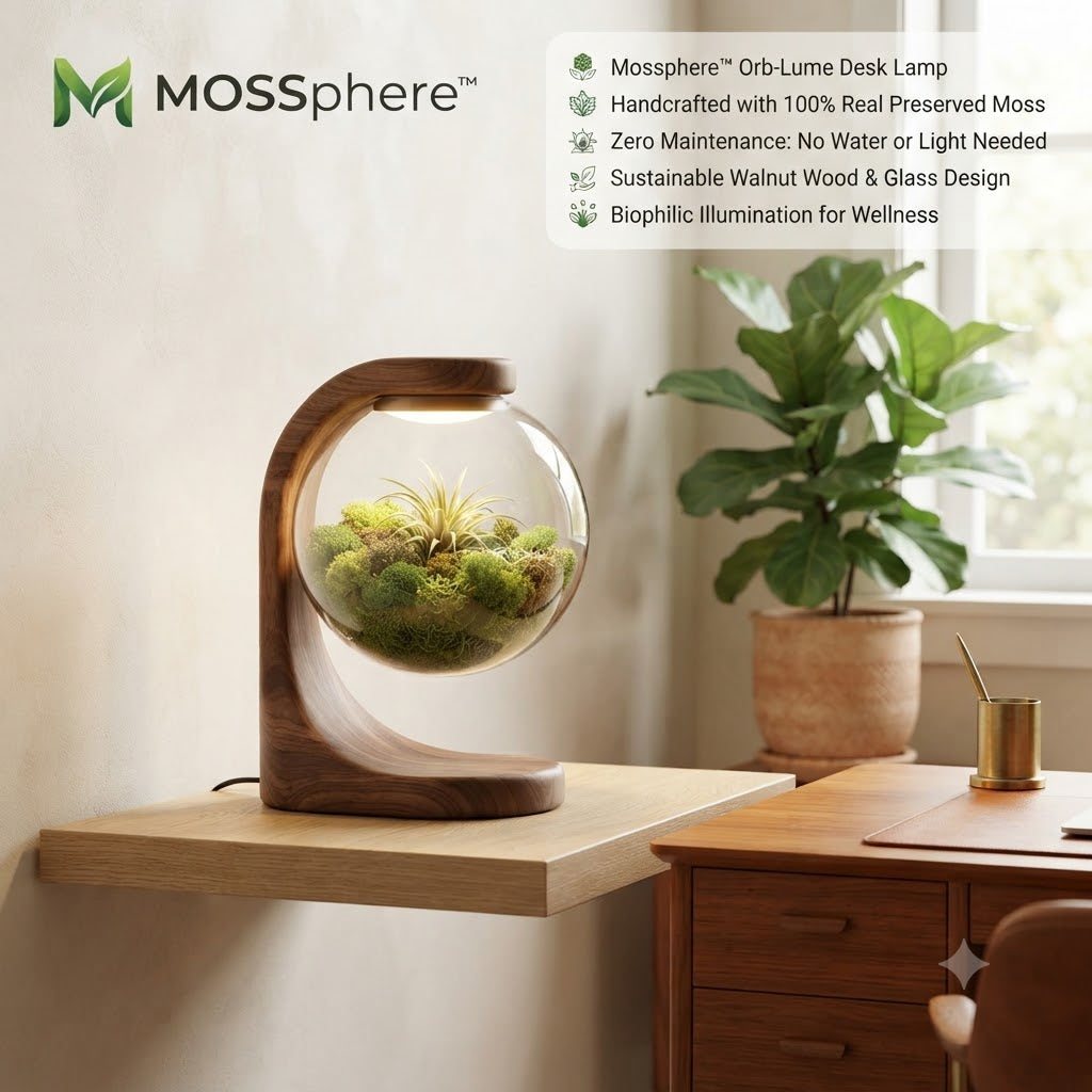Mossphere™ Biophilic Zen Orb-Lume Desk Lamp – The "Equinox" Edition