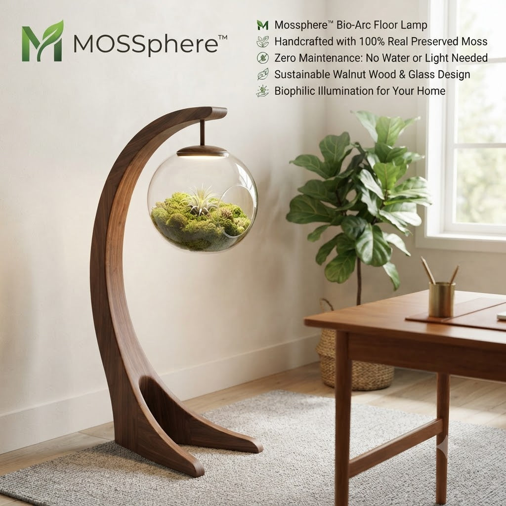 Mossphere™ Biophilic Artisan Bio-Arc Floor Lamp – The "Sierra" Collection